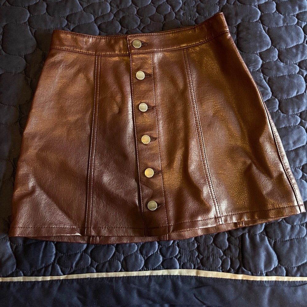 Faux leather maroon skirt